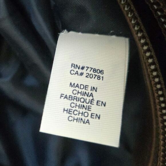 Tommy Hilfiger Monogram Tote Bag Brown Leather & Blue Pattern 13"x13"x4.5" - Picture 12 of 13